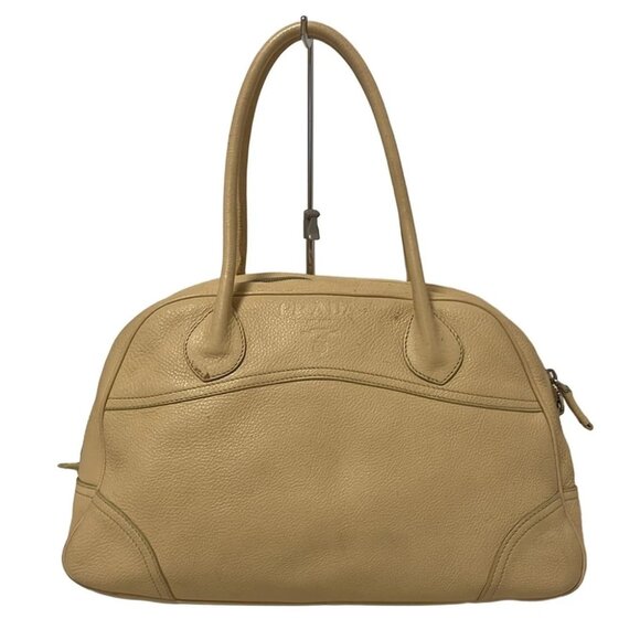 Auth PRADA Beige Leather Shoulder Bag - Picture 1 of 9